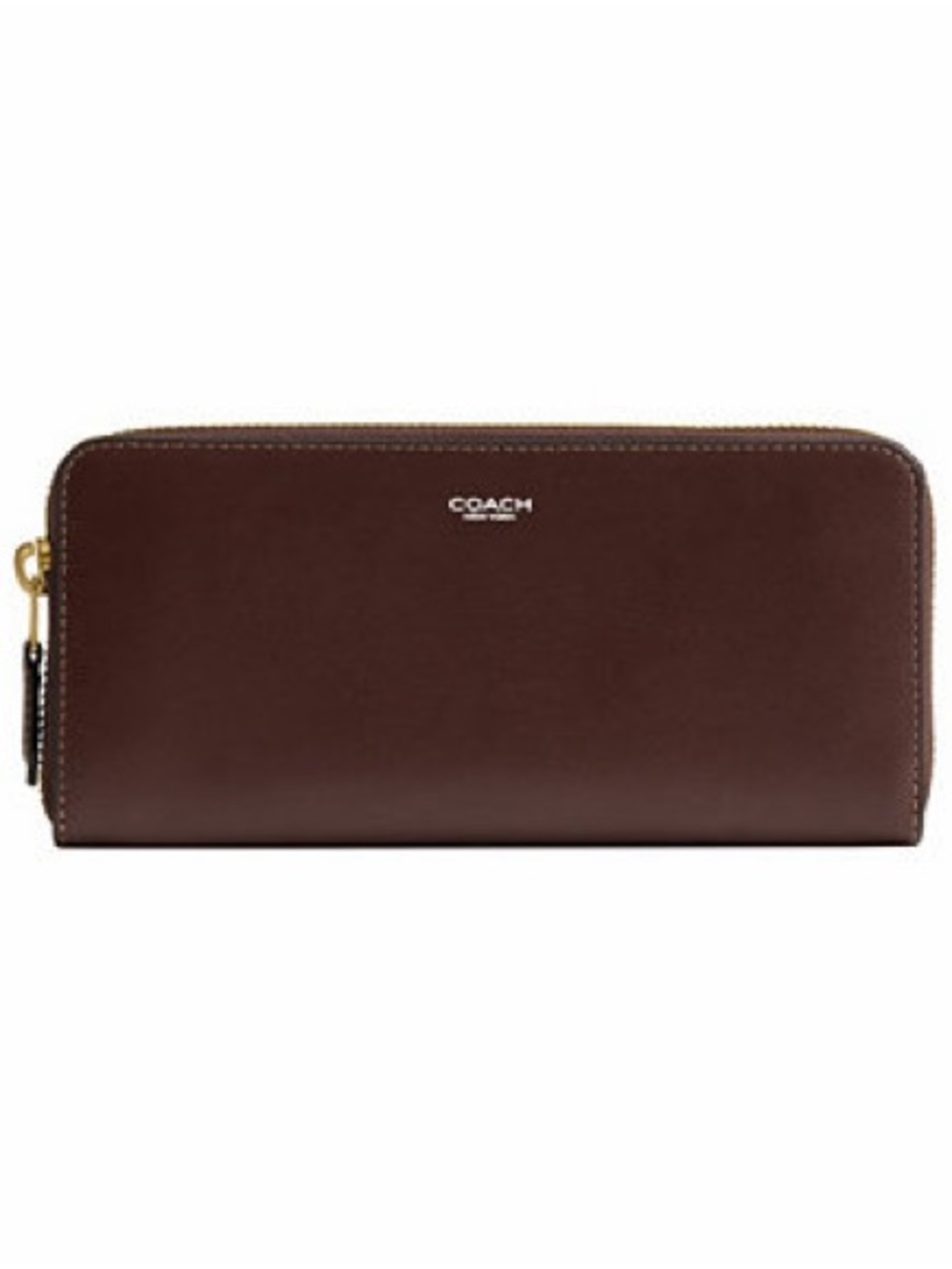 Coach Essential New York Leather Slim Accordion Zip Wallet in maple